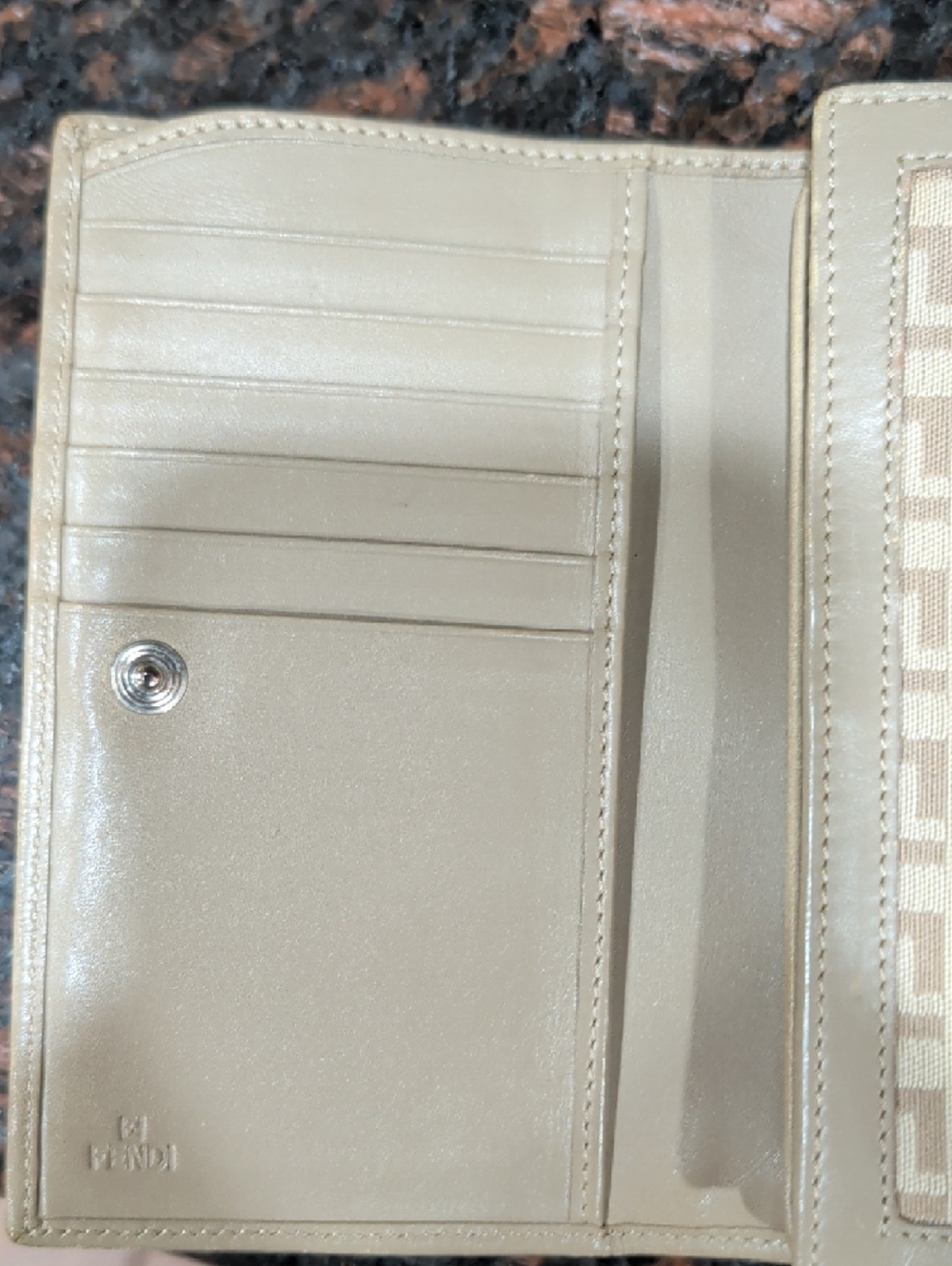 Fendi Beige Zucca Canvas Fold Wallet with Taupe Trim - Picture 13 of 16
